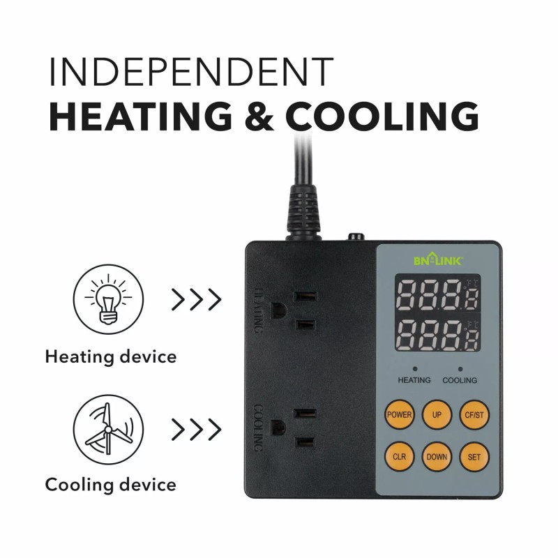 BN-LINK Digital Heating and Cooling Professional Thermostat Controller -40-176°F