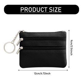 ChAusa Small Wallet Women's Leather Mini Purse Small Coin Purse Credit Card Purse Coin Purse Coin Bag with Three Compartments Business Card Key Case for Men and Women (Black), multicoloured