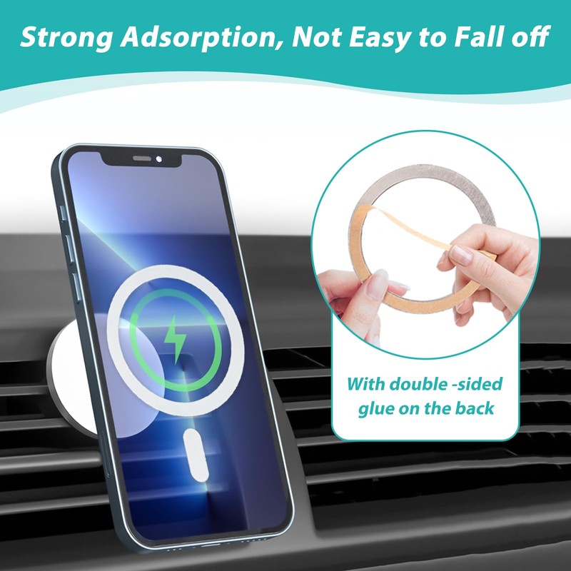 Pack of 4 Universal Magnetic Ring Stickers, Compatible with MagSafe