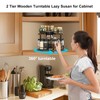Turntable Lazy Susan Organizer Spice Rack, 2Tier Wooden Spinning Revolving