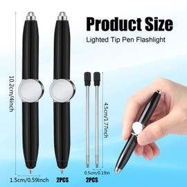 TaimeiMao Pack of 2 Fidget Pen with Refill & LED Light Adhs Pen Fidget Pen Spinning Pen Lumino Fidget Spinner Pen Ballpoint Pen Gift Pen for Stress Relief for Children Adults (2 Black)