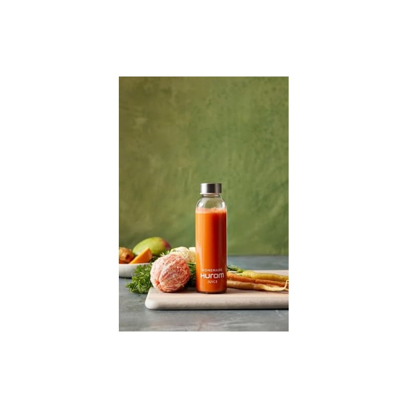 Hurom Glass Juice Jar 18oz Airtight Rubber Seal Stainless Steel