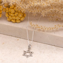 Tuscany Silver Women's Sterling Silver Patterned Star of David Pendant on Curb Chain of 46 cm/18 Inch