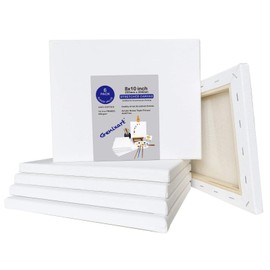 Genixart 8x10 Inch White Blank Stretched Canvas, Pack of 6, Primed Professional Artist Canvases for Acrylics & Oils Painting (100% Cotton, 5/8 Inch Profile)