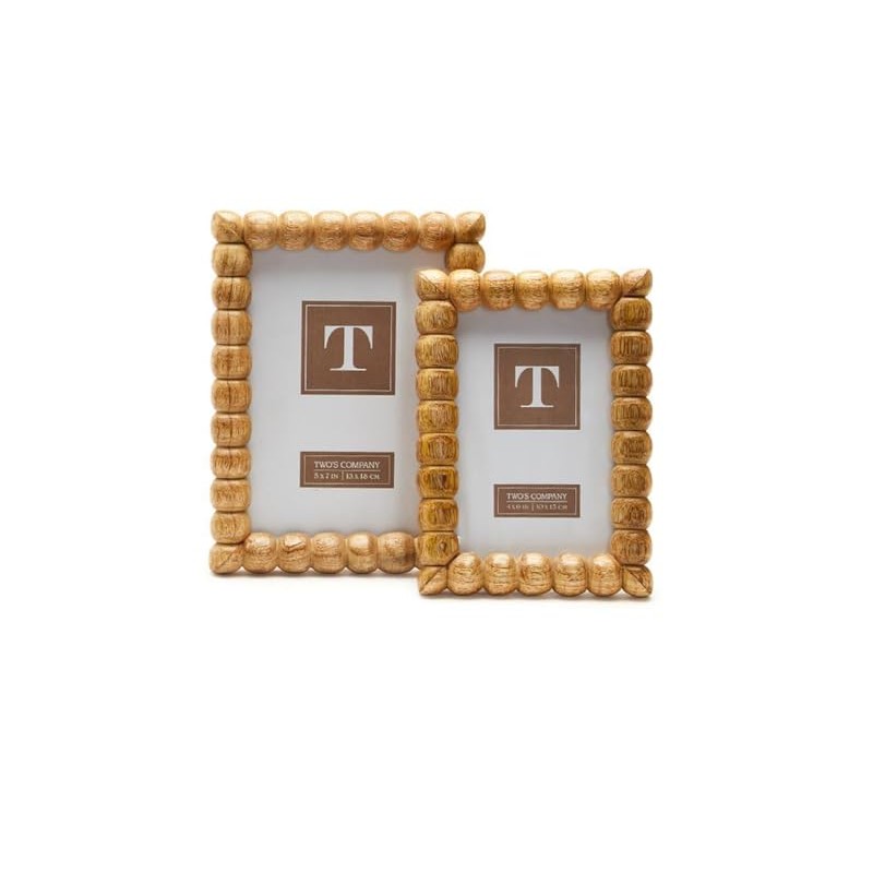 Generic Two's Company Hand-Carved Bobbin Photo Frame Natural Brown Includes