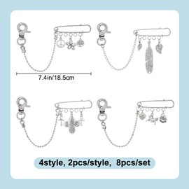 DELORIGIN Pack of 8 Laces Pendants, 4 Styles Alloy Shoes Decoration Charms Cross Feather Flower Boots Decoration Shoe Clips for Women Girls Sneakers Gift Skater Equally, Non-precious metal