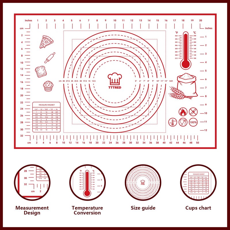 Silicone Pastry Baking Mat 16x24 Inch Large - Non-Stick Non-Slip