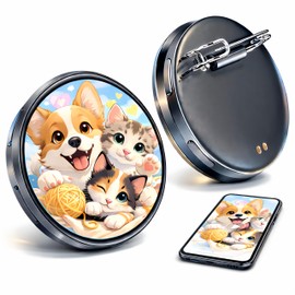 Pin de insignia digital con 256MB de almacenamiento, pantalla táctil HD inteligente de 1.95" con pantalla electrónica para fotos, GIFs y videos de 15s, control de aplicación Bluetooth Pin digital para