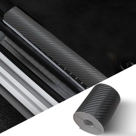 Carbon Fiber Car Door Edge Guards, 3D Vinyl Car Door Sill Protector Wrap Film Auto Door Trim Strips, Anti-Scratch Anti-Collision Adhesive Tape Auto Bumper Door Entry Guard for Most Cars (3"x394")