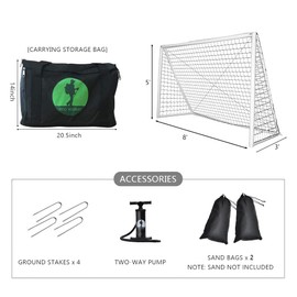 Eco Walker Inflatable Soccer Goal with Net, Carrying Bag, Two Way Pump, Set Up in 30Seconds, Safe Durable and Portable for Kids and Training (8' x 5')