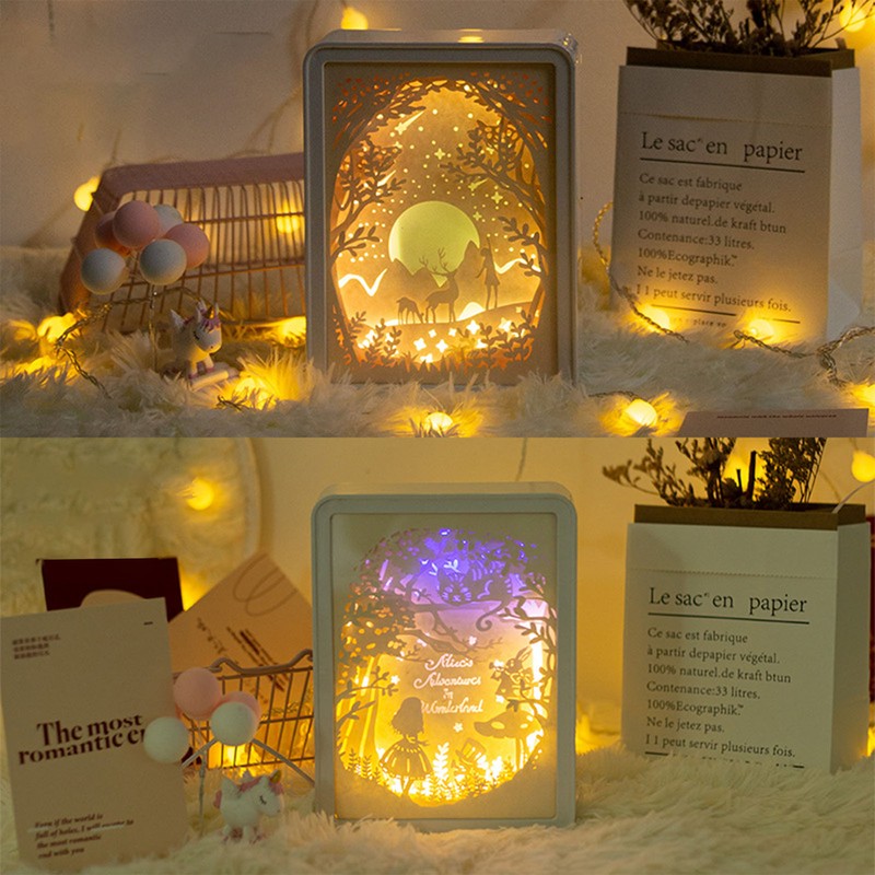 Papercut Light Box Soft Warm Light Romantic USB Battery Powered