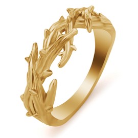 KIRTIJW Mens Gold Thorns Crown Ring Stainless Steel Branch Jesus Crown of Thorns Rings Jewelry for Men Women Size 12