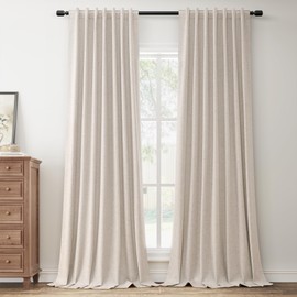 SPWIY Oatmeal Full Blackout Linen Curtains 120 Inches Long 2 Panels for Bedroom Back Tab Rod Pocket Thermal Insulated 100% Black Out Linen Drapes Living Room Darkening Window Curtains 52x120