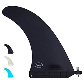 Ho Stevie! Longboard/SUP Center Fin + Free No-Tool Screw [Choose Size & Color] (Black, 9 inches)