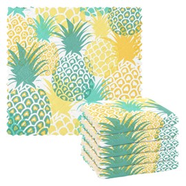 senya Pineapple Tropical Fruit Print Dish Cloths 6 Pack Dish Towels Reusable Cleaning Cloths Kitchen Hand Towels