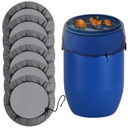 FEICHANGHAO 6 Pcs Mesh Cover for Rain Barrels, Rainwater Collector Tank Net Cover, Rain Bucket Netting Screen with Drawstring, Rain Barrel Accessories for Keep Leaves & Debris Out
