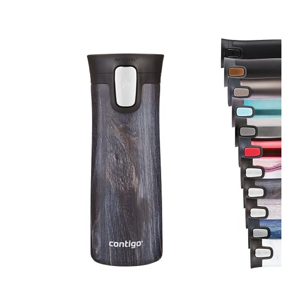 Contigo Unisex's Pinnacle Autoseal Thermobecher, Edelstahl-Reisebecher, Isolierbecher, auslaufsicher, Kaffeebecher to Go, Travel Mug mit Easy-Clean-Deckel, BPA-frei, 420 ml, Indigo Wood