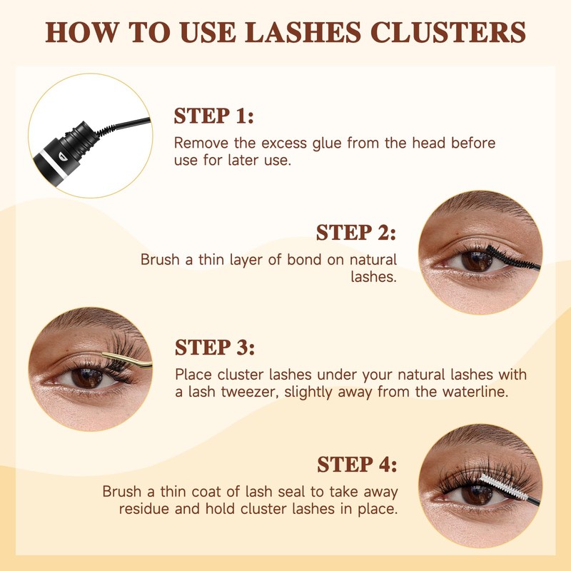 QUEWEL Lash Clusters 72Pcs Eyelash Clusters 14mm 3D DIY Lash