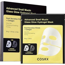 COSRX Advanced Snail Mucin Glass Glow Hydrogel Face Masks Skincare 3 EA, Collagen Face Mask, Mothers day gifts for mom, Travel Essentials, Overnight Face Mask, Korean Skin Care