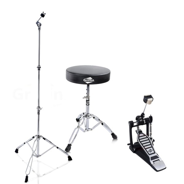 3 PACK GRIFFIN Drum Hardware Set - Kick Drum Pedal,