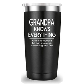 Mamihlap Grandpa Knows Everything Travel Mug Tumbler.Grandpa Papa Gifts.Funny Father's Day Birthday Christmas Gifts for Men Grandpa New Grandfather Papa from Grandson Grandaughter.(20 oz Black)