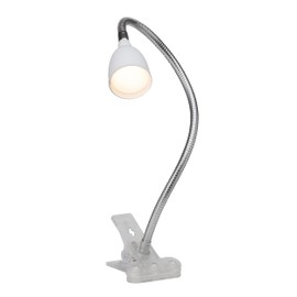 Lightbox LED Desk Lamp, Clamp Light with Switch and Adjustable Flexible Joint, 38 cm Height, 2.4 W, 250 lm, 3000 K, Metal / Plastic in Iron / White