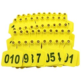 Cattle Ear Tags, Large Plastic Livestock Ear Tags for Sheep Cattle Calf Hog with Number 001-100/101-200/201-300, Animal Identification Ear Tag(Yellow, 101-200)