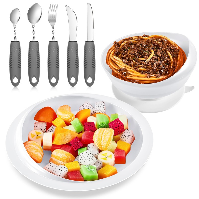 2 Sets Adaptive Utensils Bowl and Plate Set Adaptive Self