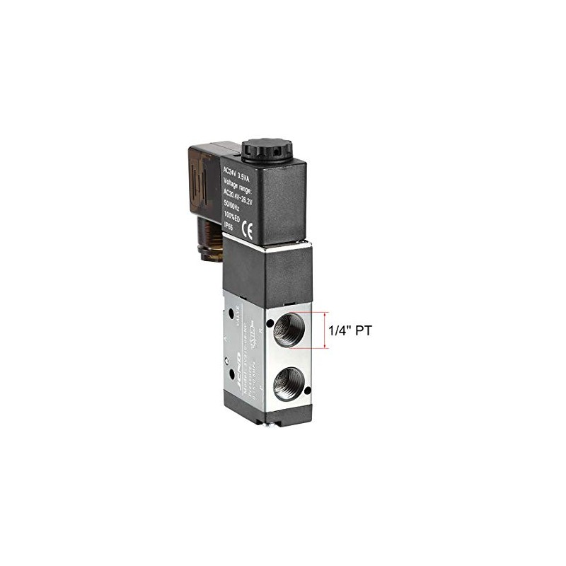 sourcing map AC 24V 3 Way 2 Position 1/4" PT,Pneumatic