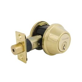 Master Lock DSNRN0603PBOX Nightwatch Deadbolt with Bump Stop Cylinder, Bright Brass