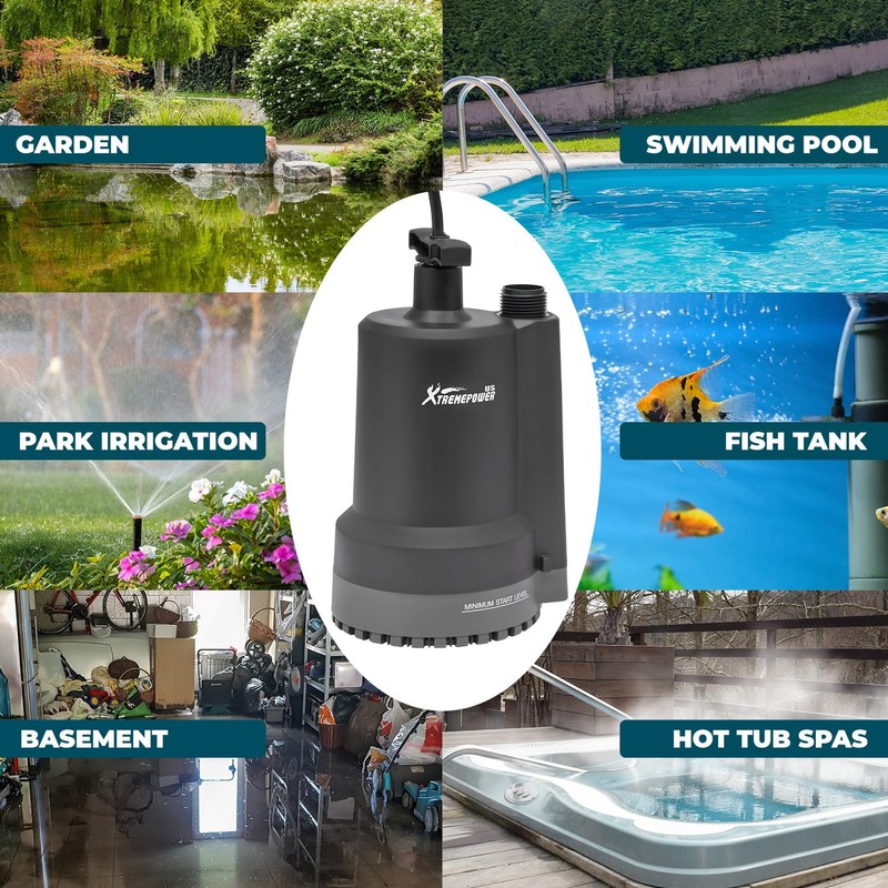 XtremepowerUS 2150GPH Thermoplastic Submersible Utility Pump with 10ft Cord, 1/3