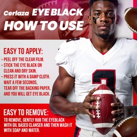 Cerlaza Baseball Accessories, 48 Pairs Eye Black Stickers Smudgeproof, Individually Wrapped Eye Black Tattoos for Football Soccer, Game Day Party Sports Eyeblack (Lightning, Youth/Adults)