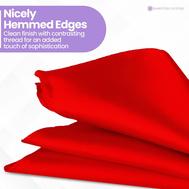 Red Men’s Satin Pocket Square – Italian Style Plain Handkerchief