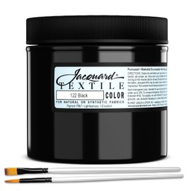 Moshify Jacquard Products Black Textile Color Fabric Paint 8-Ounces - Bundled Brush Set