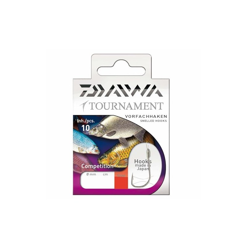 Daiwa Tournament Snelled Competition Hooks 40cm 10pcs., Size 14