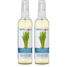 Natural Flower Power Air Freshener Spray - Odor Eliminator with Essential Oils for the Home, Car & Fabric - Cruelty Free & Vegan - Lemongrass - 2 x 4 oz