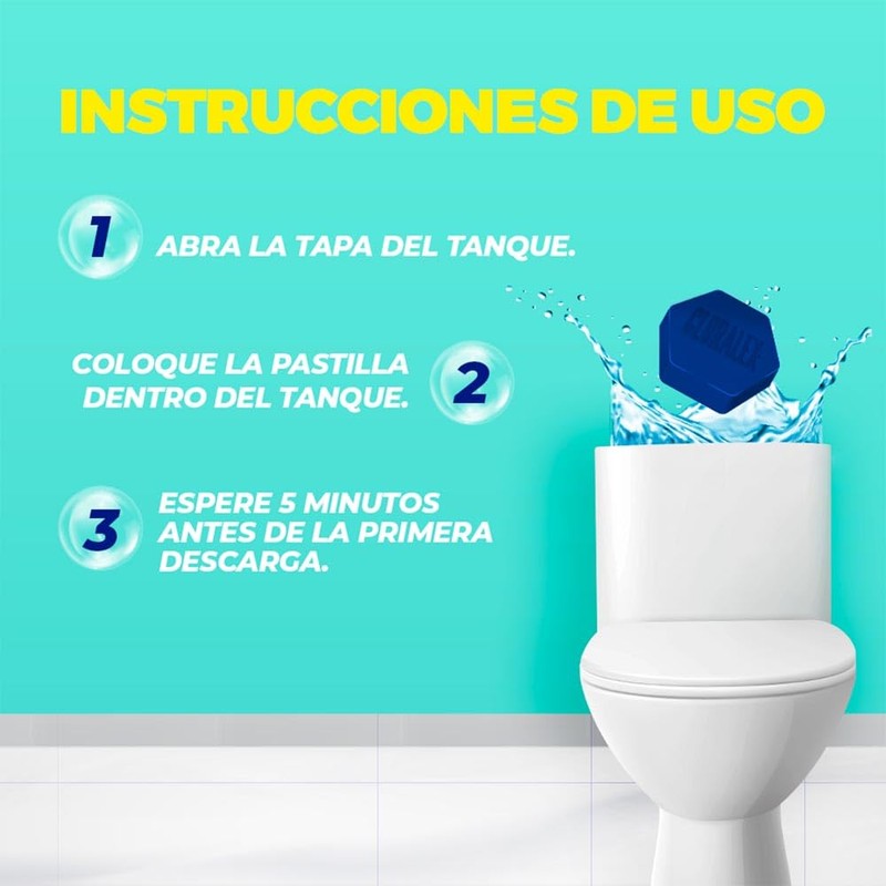 Cloralex Pastillas de baño p/tanque Fresc. Azul 2pz 80Gr