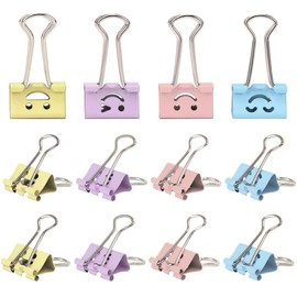 Double Clips, 0.7 inch (19 mm), 40 Pieces, 4 Colors, Small, Smile Design, Metal Paper Clips, Document Organizer, Office Supplies, Office, Cute, Colorful (19mm-Macaron Color)