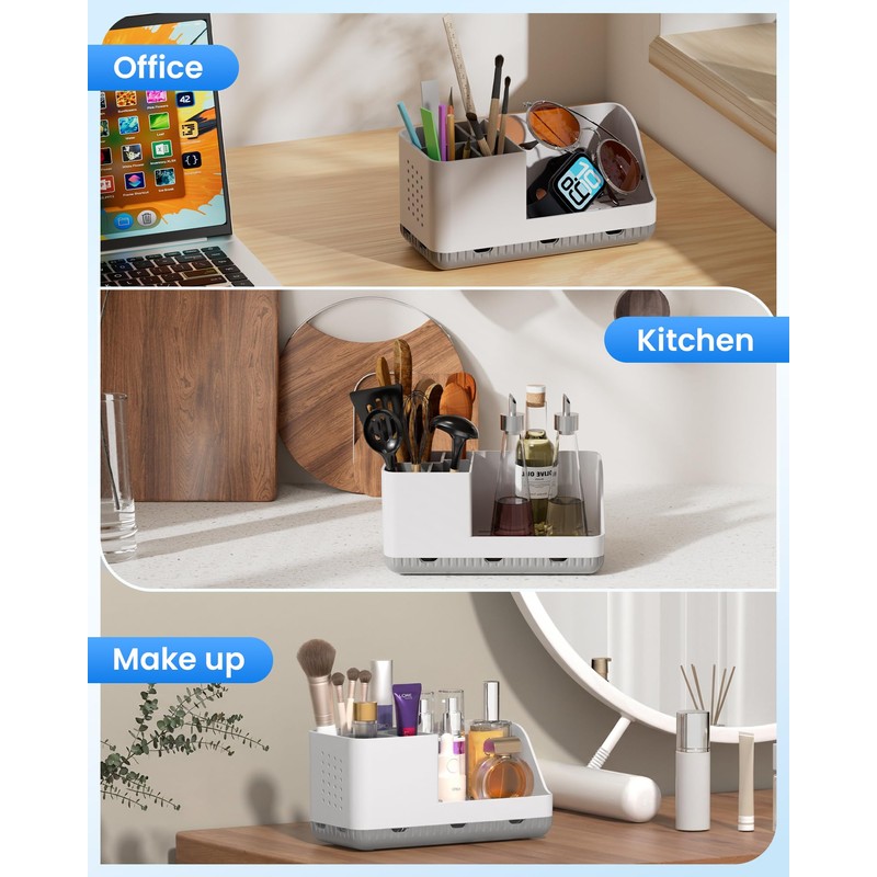Homtalker Toothbrush Holders for Bathroom Counter - Detachable Bathroom Organizer