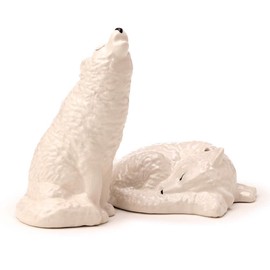 Puckator SP98 White Wolf Ceramic Salt and Pepper Set