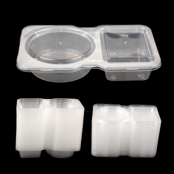 XINQUILIFY Double Compartment Condiment Containers, Reusable Snack Packs with Lids,It