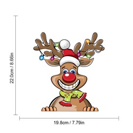 Leniutor 2PCS Christmas Reindeer Peeking Sticker, Cute Elk Window Decals for Car Window Bumper Stickers Christmas Car Decorations (Smiling Reindeer)