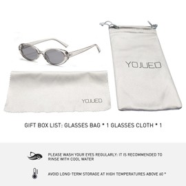 YOJUED Retro Oval Sunglasses Men Women Fashion Retro Glasses Oval Frame Glasses UV Protection 400, Transparent grey