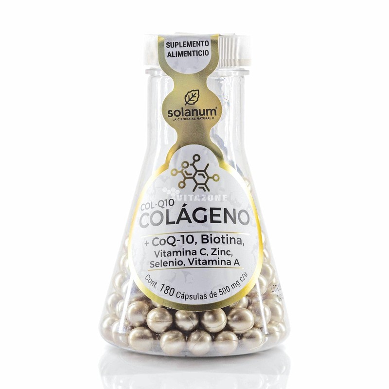 Solanum Colágeno + Biotina + CoQ-10 Matraz - 180 Cápsulas