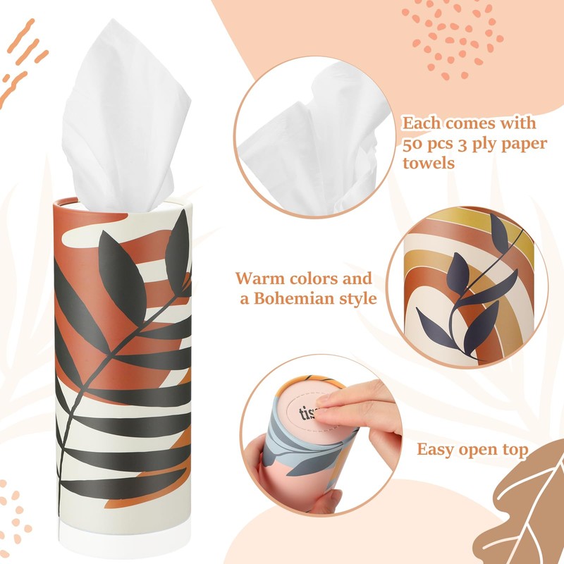 Maxcheck 20 Pack Boho Car Tissues Cylinder with 3 Ply