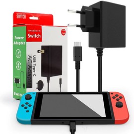 Charger for Switch Console Power Supply Supports TV Mode Fast Charging with 1.5 m / 5 ft Cable Compatible with Switch Lite (Black)