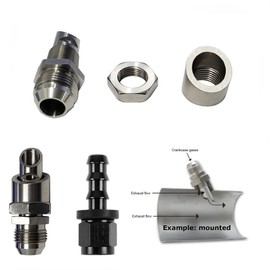 Universal SS Exhaust  Vacuum Scavenger Crank Case Vent CCV Kit Catch Can Vent