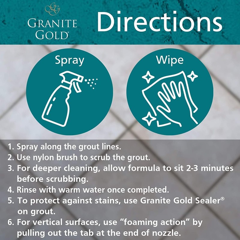 Granite Gold Grout Cleaner Spray with Brush for Stone, Ceramic,
