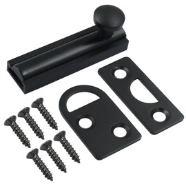 PHITUODA Sliding Deadbolt, Heavy Duty Solid Brass Surface Bolt, Door Slide Lock Anti Theft Security Door Latch Lock with Screws(Black,2 Inch)