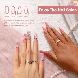 ROSALIND Pearl Pink Poly Nail Gel, 80ml/2.7oz Light Pink Poly Extension Gel Nail Enhancement Thickening for Nail Art Decoration Home DIY Salon Use for Nail Art Design